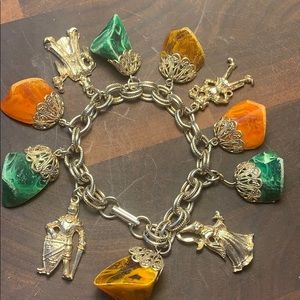 Fashion charm bracelet medieval theme marble effct